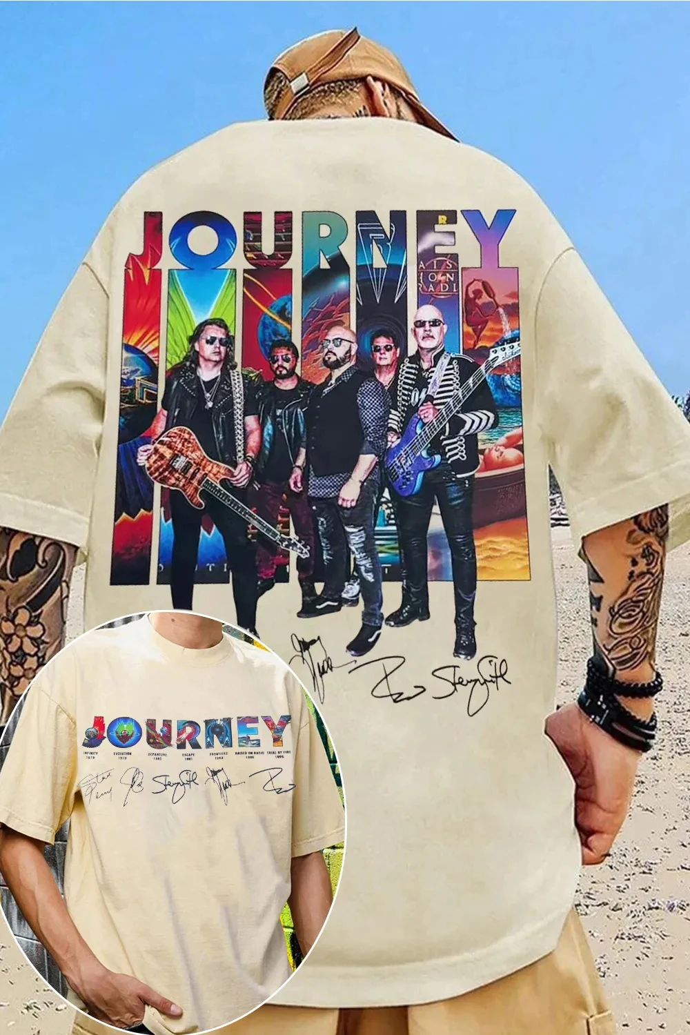 Hot Sale Hip Hop Journey Band T Shirt Mens Womens Cotton Tees Ummer Casual Short Sleeve Round Neck Clothing Loose Tops Trend