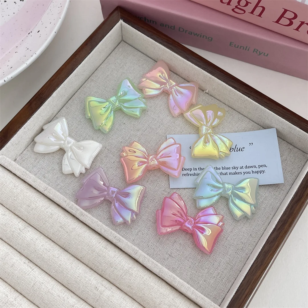 10pcs/pack UV plated jelly double layer bow beading DIY handmade beads loose pen mobile phone chain jewelry accessories