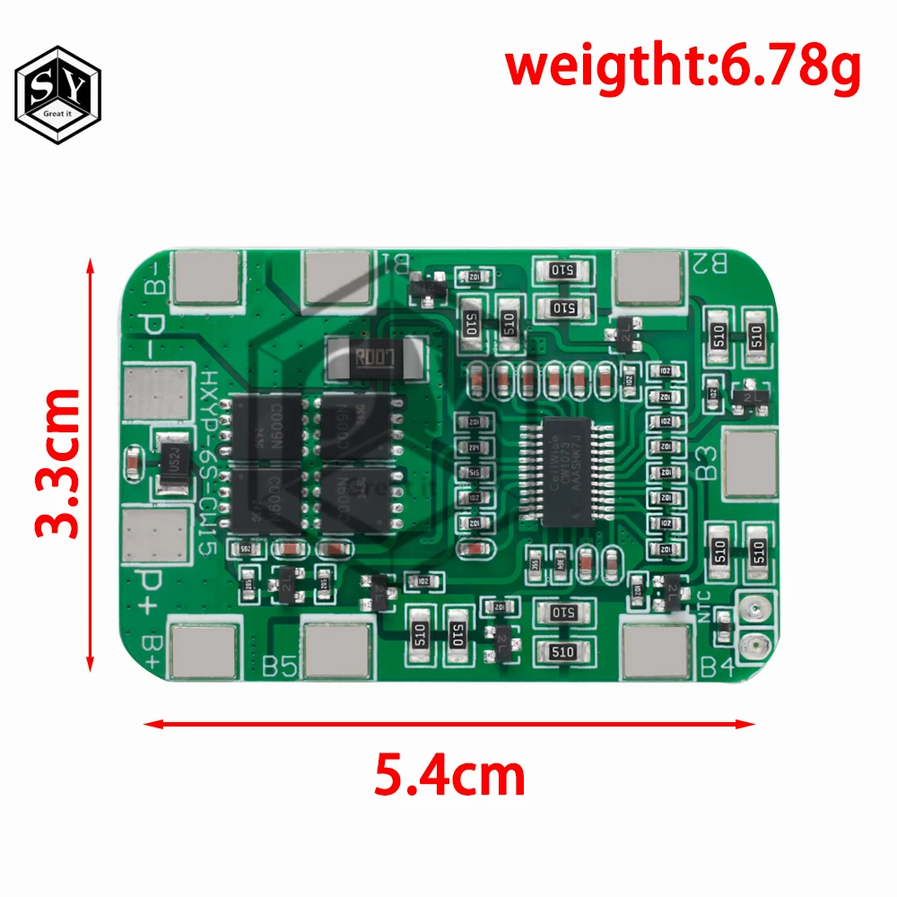 6S 22.2V 25.2V 14A 20A 18650 Li-ion Lithium Battery Charger Protection Board with Balanced PCB BMS 6 Pack Cells Module