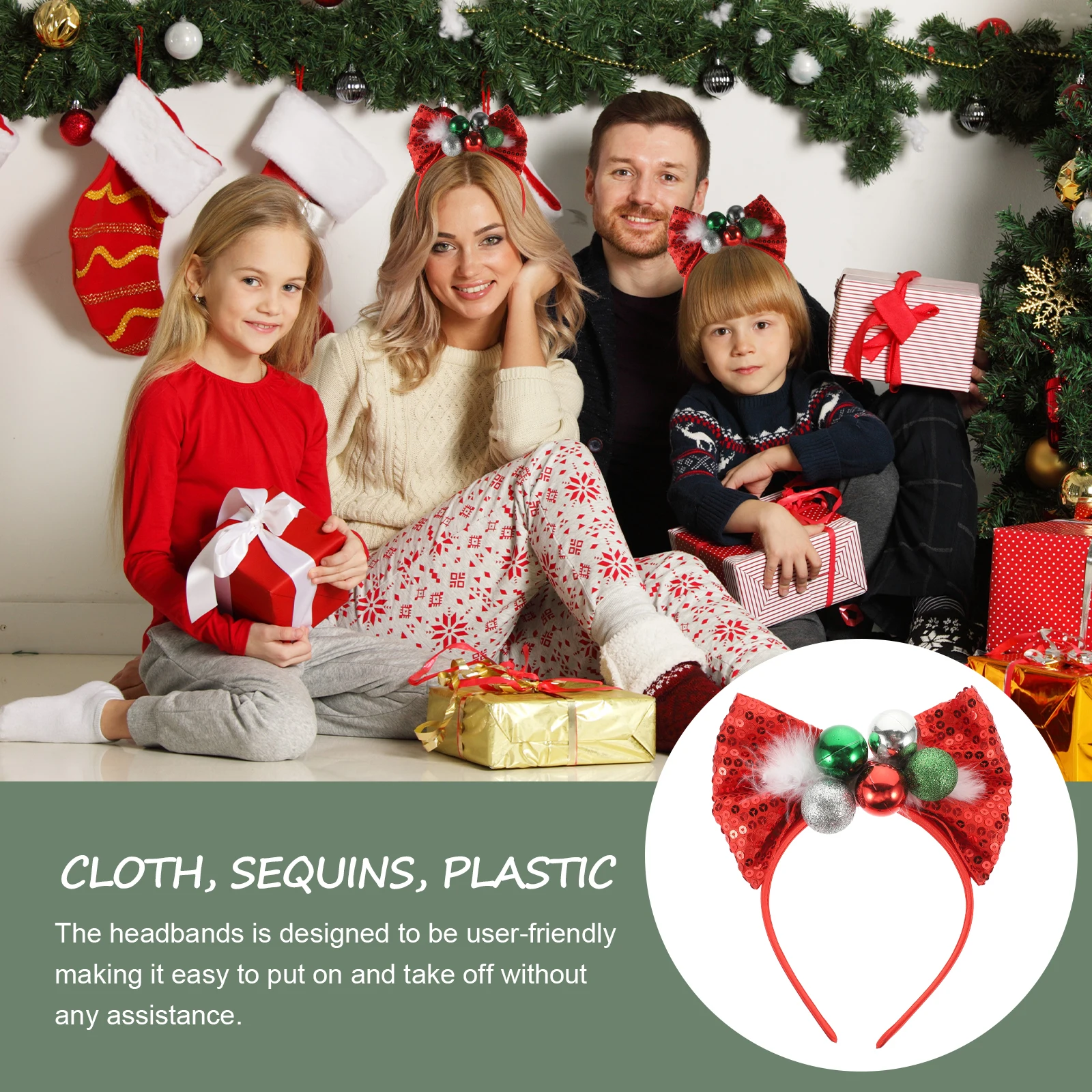 

Child Red Christmas Headb Headdress Xmas Costume Props Fabric Ball Hoops Hair Accessories Children Headwear Holiday Stage