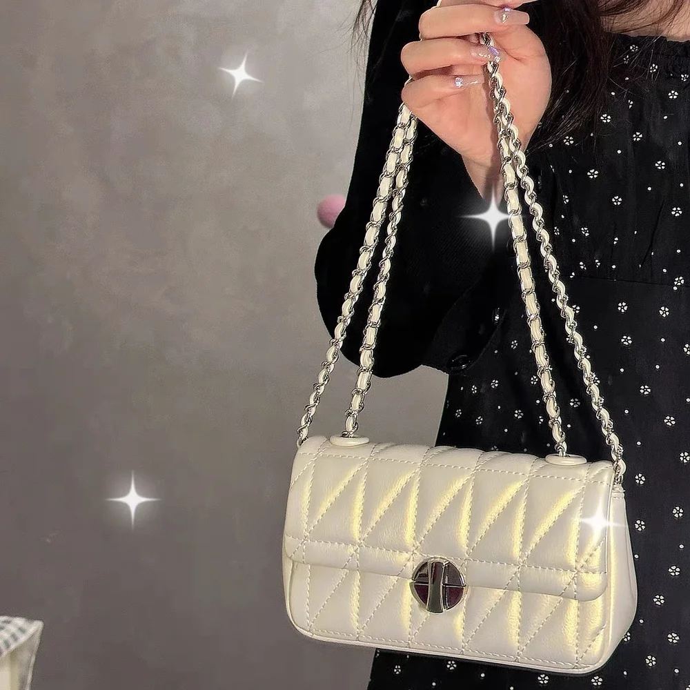 

Женская сумка 2026 в стиле Xiaohongshu, премиум-класса, с цепочкой, ромбовидная, на одно плечо, кроссбоди, городская, квадратная, подмышечная