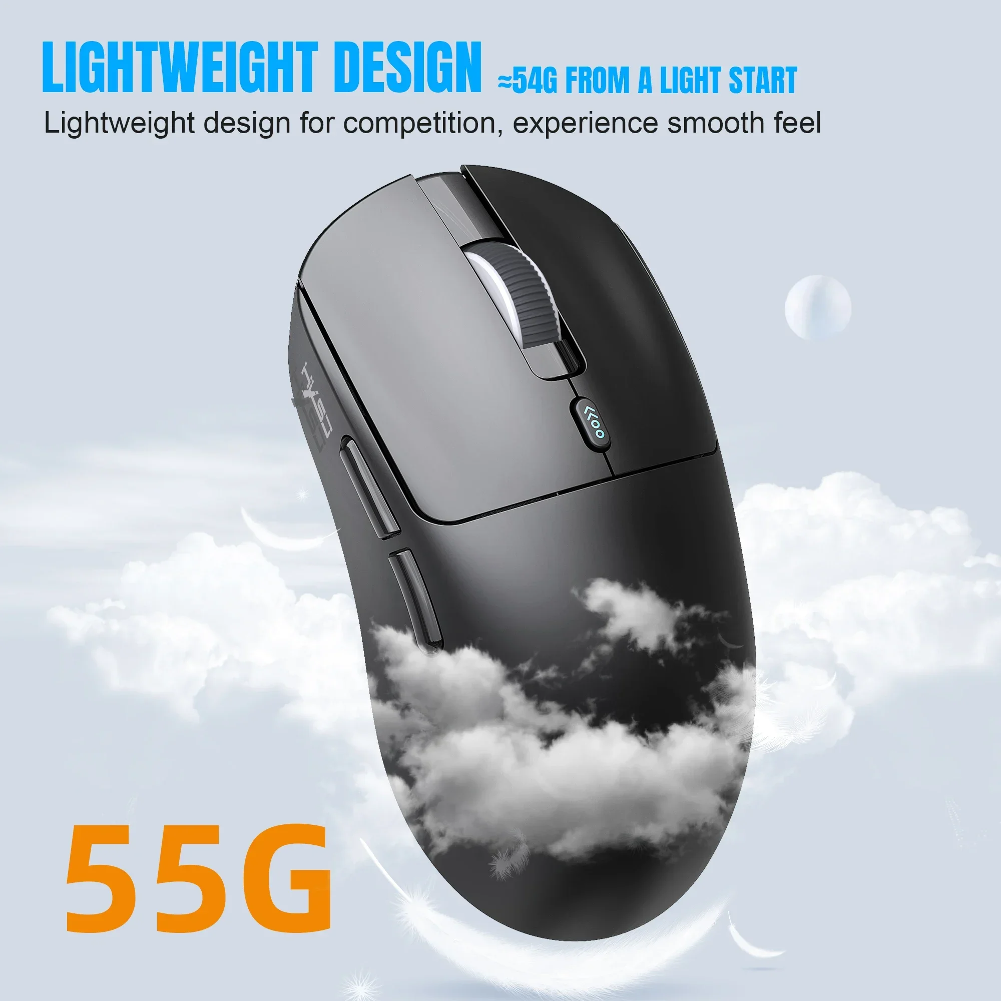 Wireless Three Mode Gaming Mouse 55g Lightweight TTC Switch 3311IC 12000dpi Adjustable 1000HZ 7 key Programmable