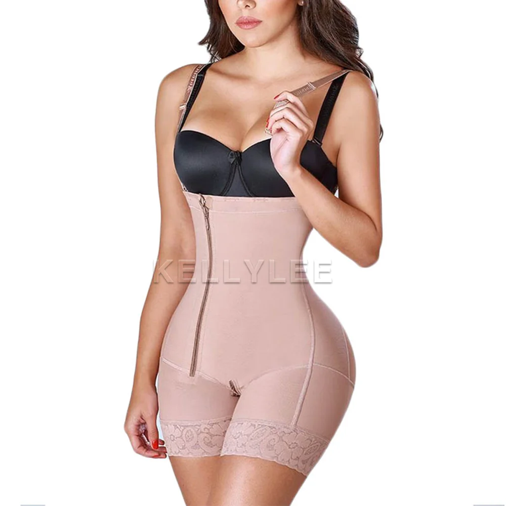 

Women's Shapewear Side Zipper Tummy Control Hip Lift Lace Ajustable Shoulder Strap Bodysuit Butt Lifter Women's Underwear 2024