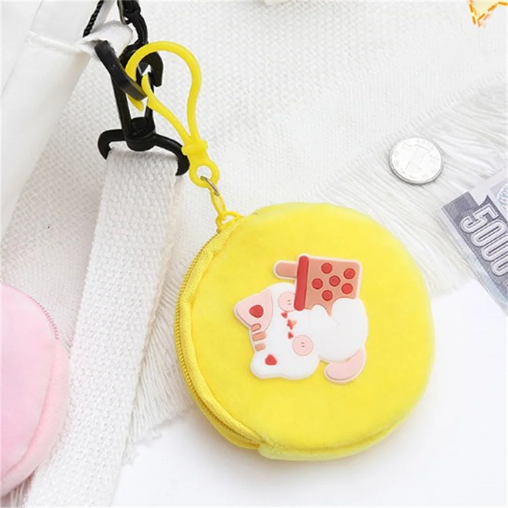 Mini Plush Coin Purses for Children's Portable Card Earphone Money Organizer Cute Cartoon Bag Pendant Keychain Zipper Wallet