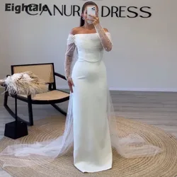 Eightale New Evening Dress Off Shoulder Beaded Pearls Prom Gown Customized Stretchy Wedding Party Dress Mermaid Robes De Soirée