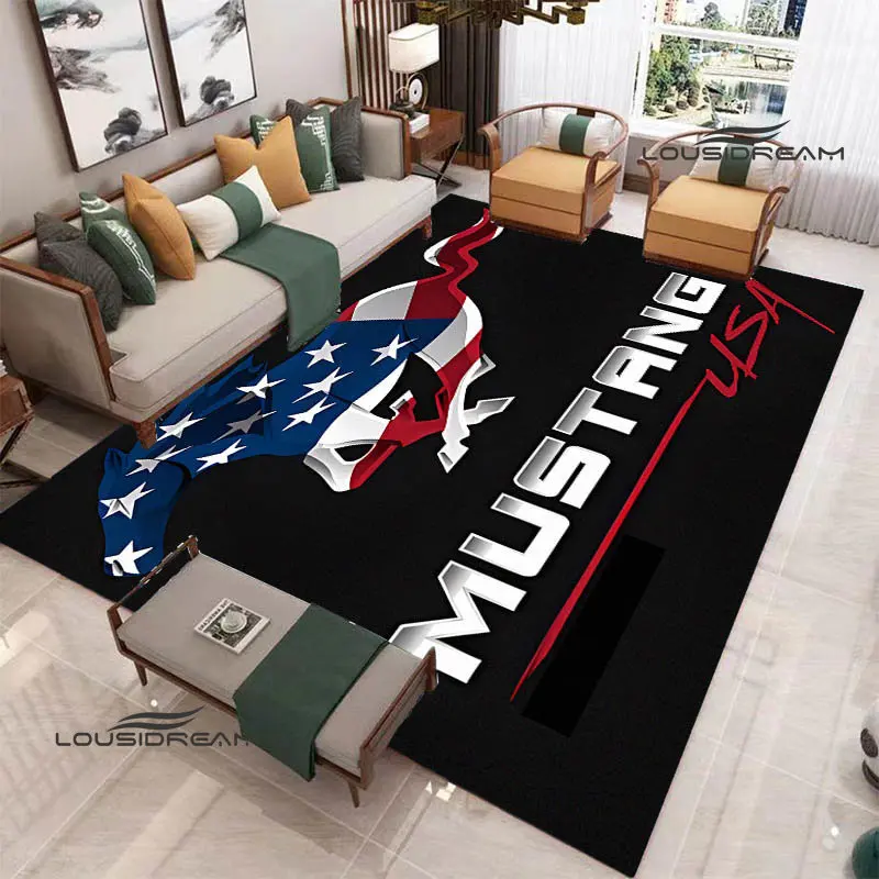 Mustang car logo printed carpet non -slip carpet area rug bedroom decor Outdoor carpet Yoga mats birthday gift