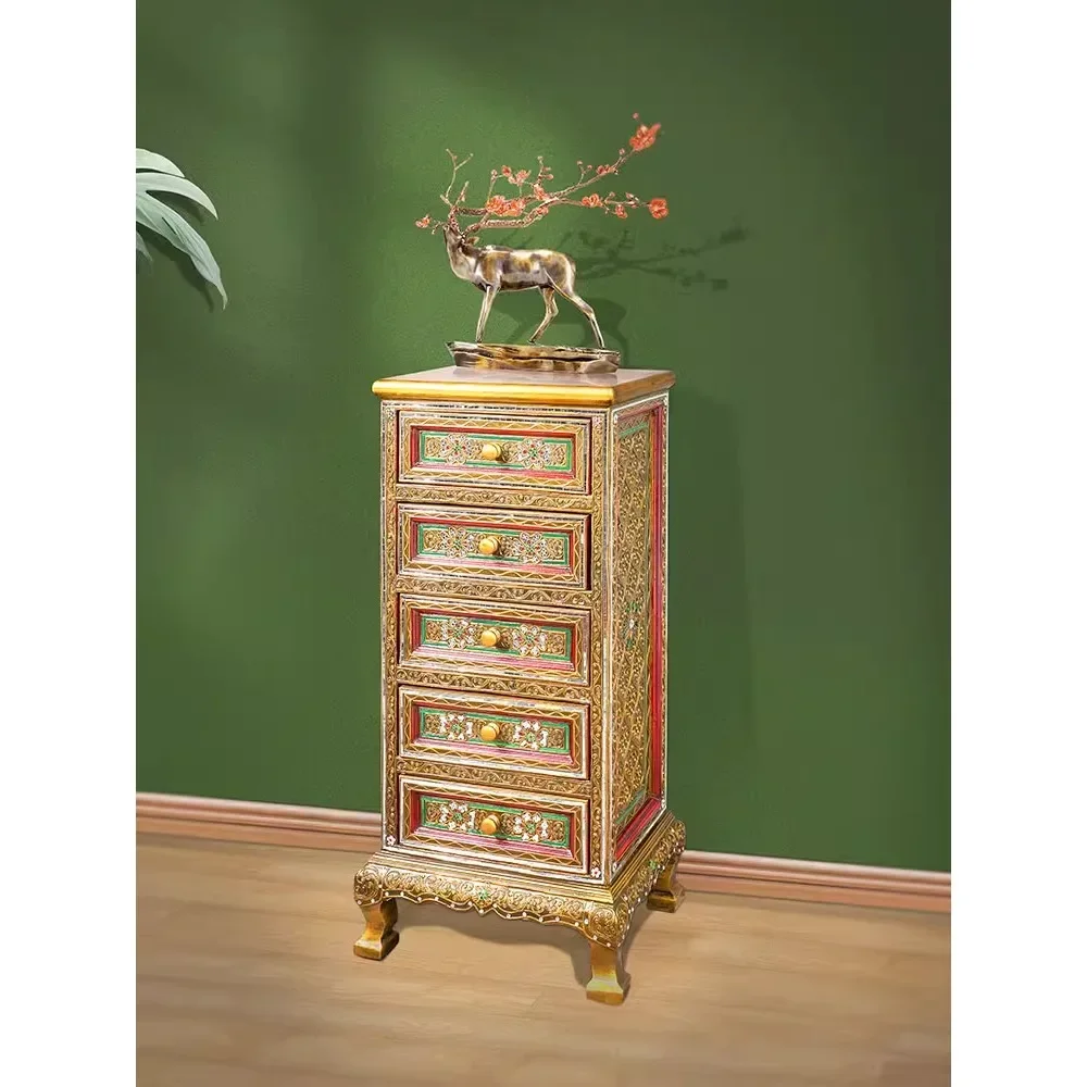 Thai solid wood chestof drawers Bedroom chestcabinet Locker Drawer Storage cabinet Living room South East Asia wallchest of d