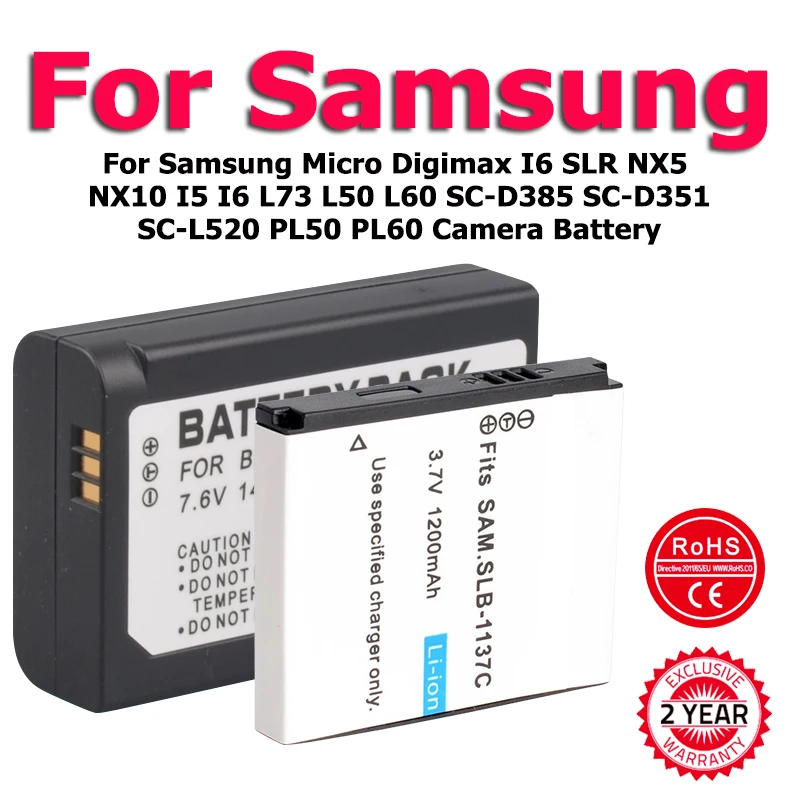 

BP-1310 BP-1410 New Camera Battery For Samsung Micro Digimax I6 SLR NX5 NX10 I5 I6 L73 L50 L60 SC-D385 SC-D351 SC-L520 PL50 PL60