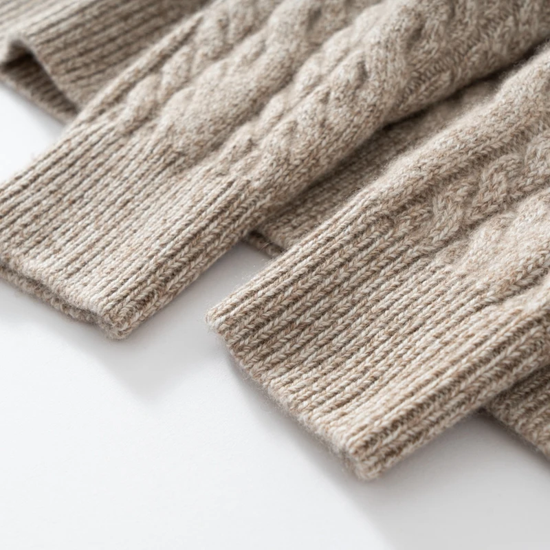 Men 100% Cashmere Sweater Autumn Winter Thick Mock-neck Classical Design Pullover Basic Soft Smart Casual Cashmere Knitwear Tops