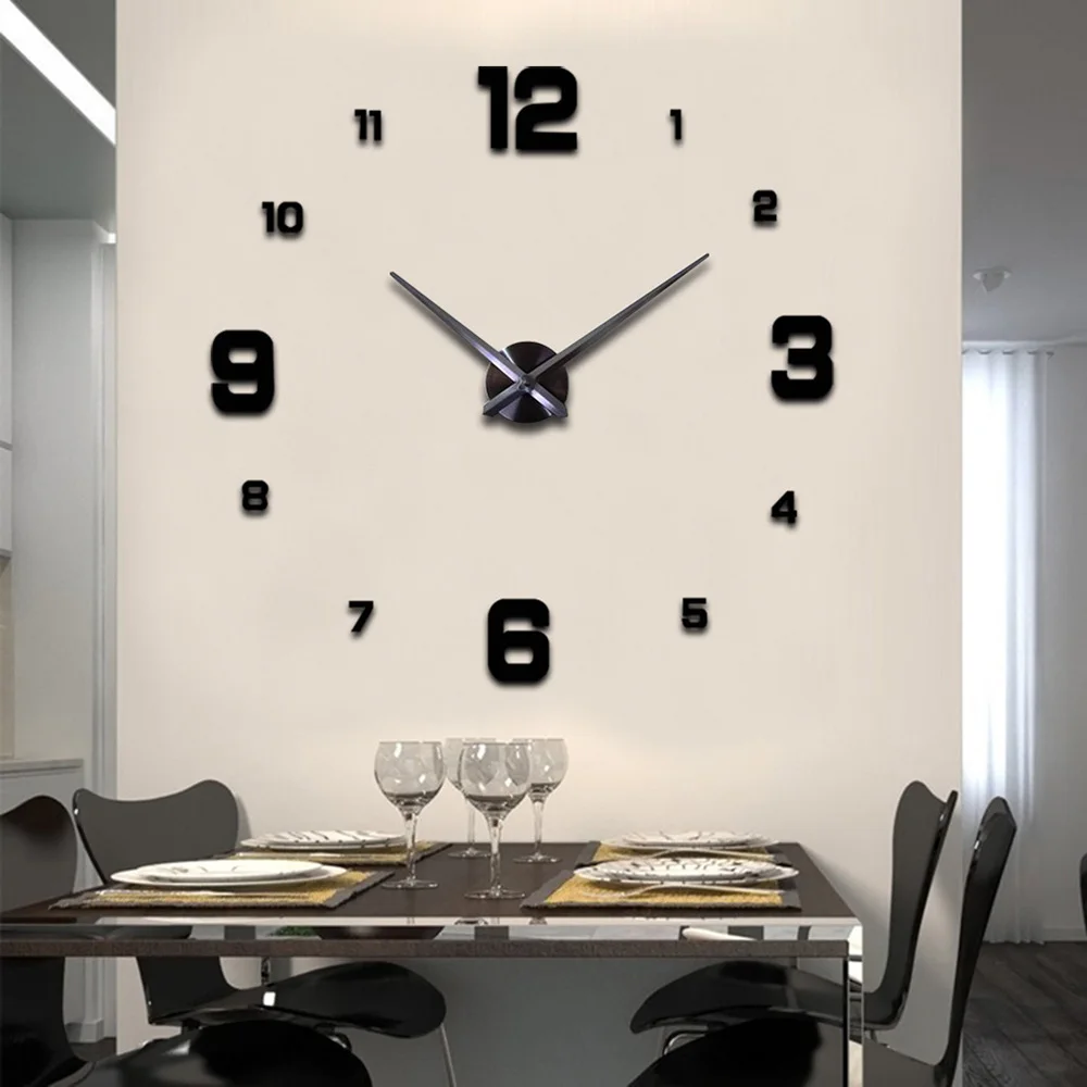 2024 New 3D Acrylic Mirror Wall Clock Sticker Fashion DIY Quartz Clocks Watch Home Decoration Living Room Stickers Home Decor