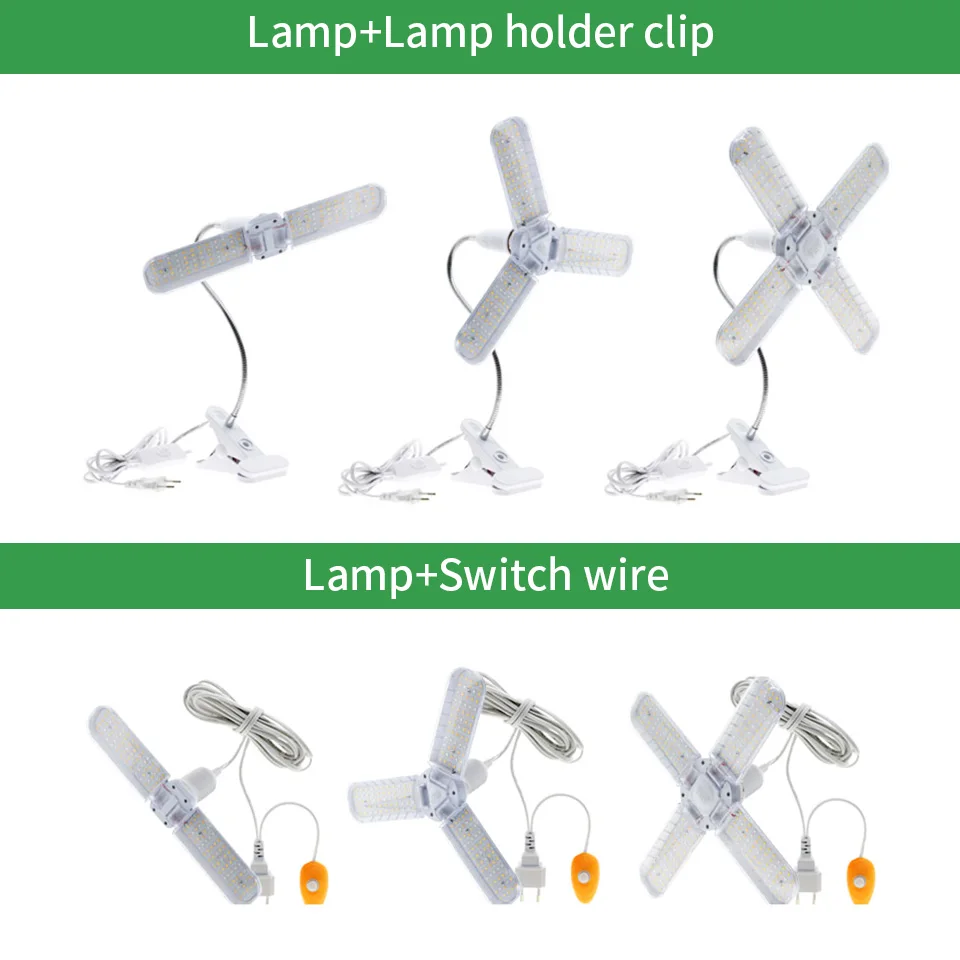 หลอดไฟ LED Grow แบบพับเก็บได้24W 36W 48W ไฟ E27เต็มสเปกตรัมสำหรับปลูกพืชในร่มต้นกล้าดอกไม้