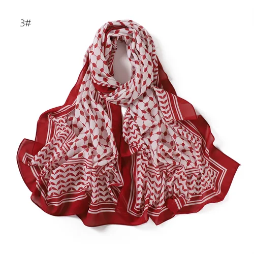 프린트 쉬폰 스카프, 아랍 Keffiyeh 히잡 저지, 패턴 포함, 도매 머리 스카프, 이슬람 여성 파시미나, 2024 신제품 