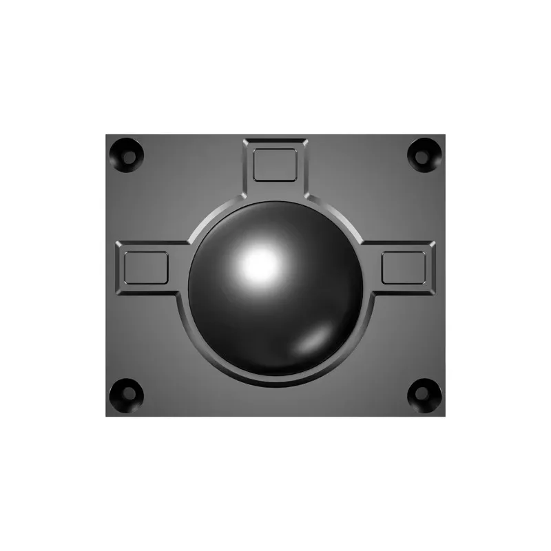 Rugged 38mm trackball mouse with sandblasted black aluminum case