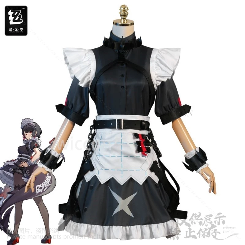 Anime Games Zenless Zone Zero Cos Ellen Joe Cosplay Victoria Housekeeping Maid Costume Dress Lolita Wigs Tail Cos Customized