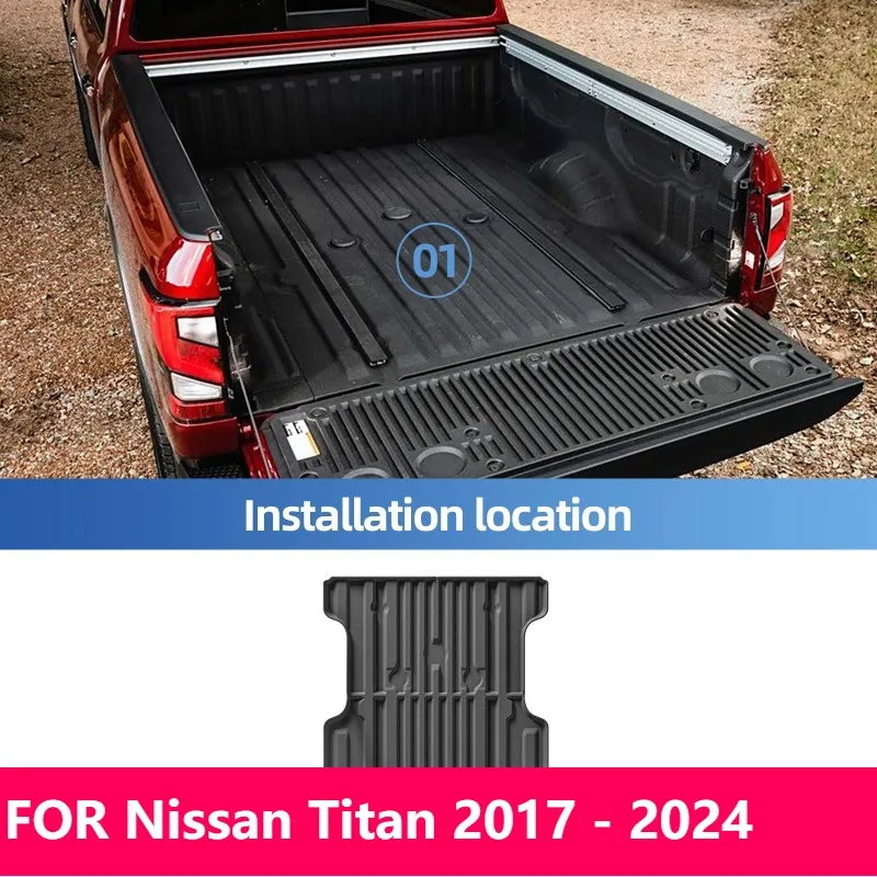 

Nissan Titan 2017-2024 Подкладка багажника TPE 3D, всепогодный коврик без запаха, черные автомобильные аксессуары