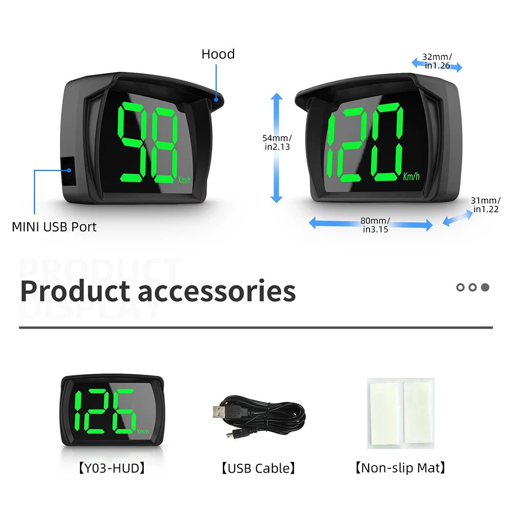 WYING Y03 GPS Бытовая электроника HUD датчики скорости цифровой спидометр сигнализация умные системы всех автомобилей миль/ч KMH