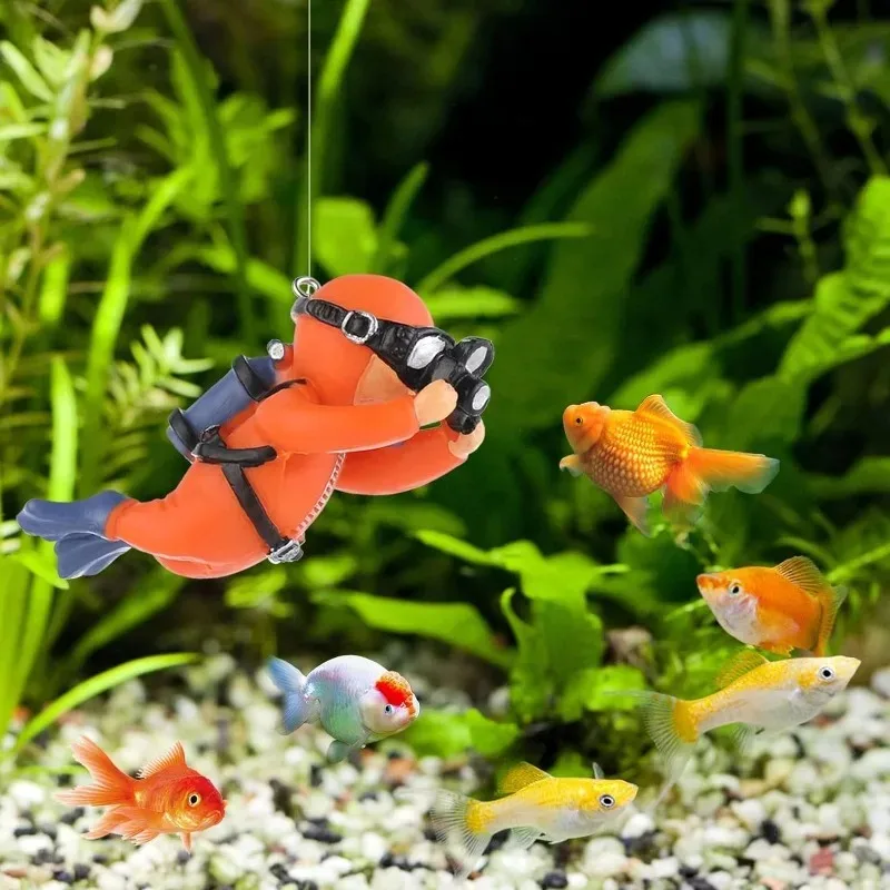 1pc/3pcs Cute Mini Aquarium Decoration Accessories Diver Figures Fish Tank Aquarium Ornaments Aquatic Pet Supplies