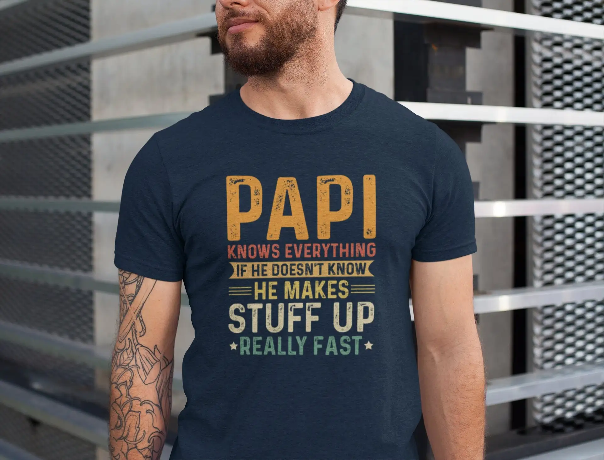 Papi Knows Everything T Shirt Funny Father s Saying If Doesn Know He Makes Stuff Up Fathers Day Dad