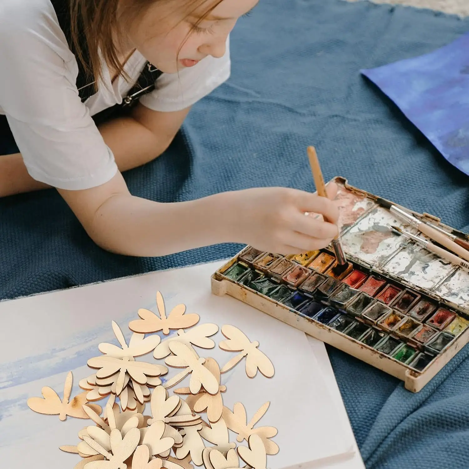 DIY น่ารักการ์ตูนแมลงปอไม้ปุ่มชิ้นเครื่องประดับทําด้วยมือตกแต่งจี้ไม้ 30 ชิ้น/ถุง