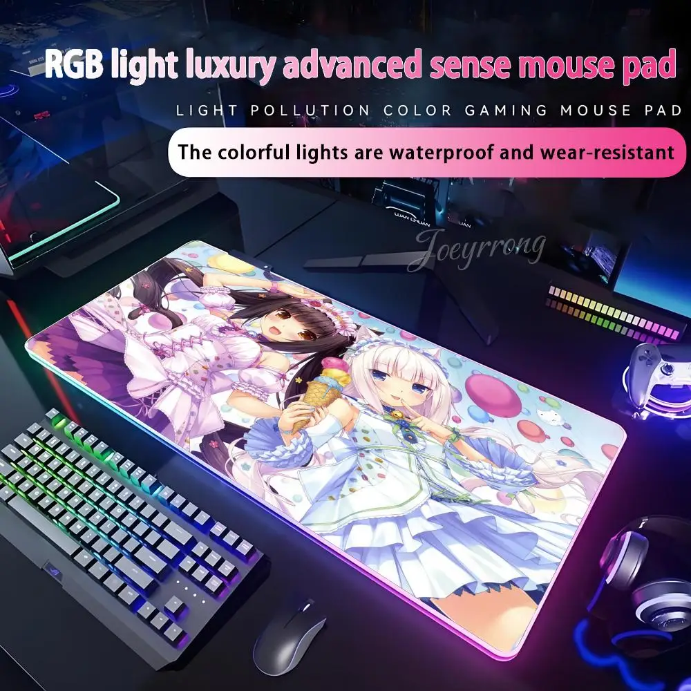 

NekoPara Коврик для мыши RGB Коврик для мыши Расширенная игровая клавиатура Семицветные светодиодные коврики Большой 1000x500 мм XXL Gamer