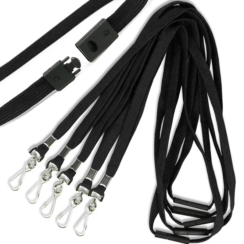 Imagem -04 - Cordões de Fivela de Segurança Separáveis Preto Azul Vermelho Corda do Pescoço para o Titular do Cartão Chaveiro do Crachá Cartão de Identificação Atacado 50 Pcs por Lote