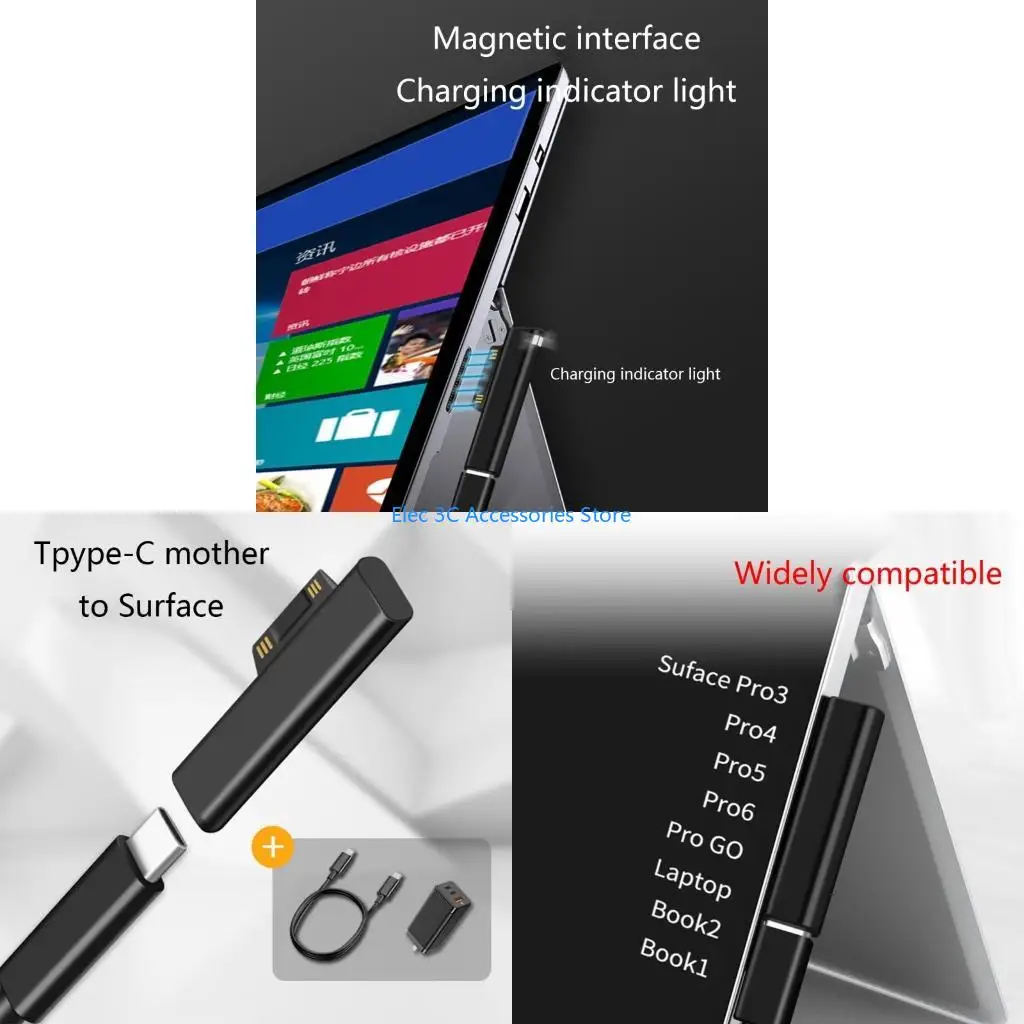 Y51A to USB C Charging Connector for Surface 3 4 5 6 Durable