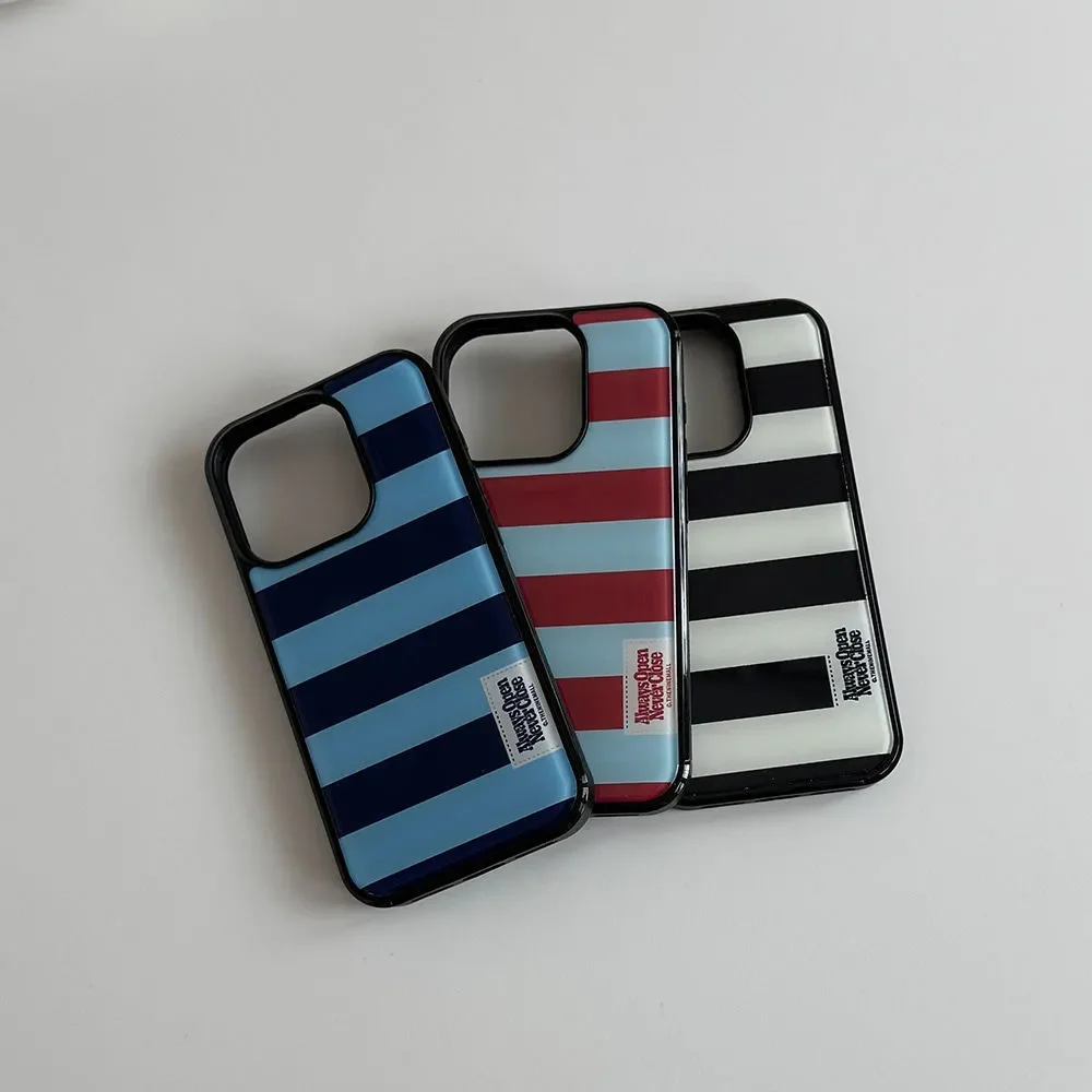 Korean Ins Summer Full Screen Colorful Stripes Drop Glue Phone Case For Samsung Galaxy S23 FE S24 PLUS S25 ULTRA S26 EDGE Cover