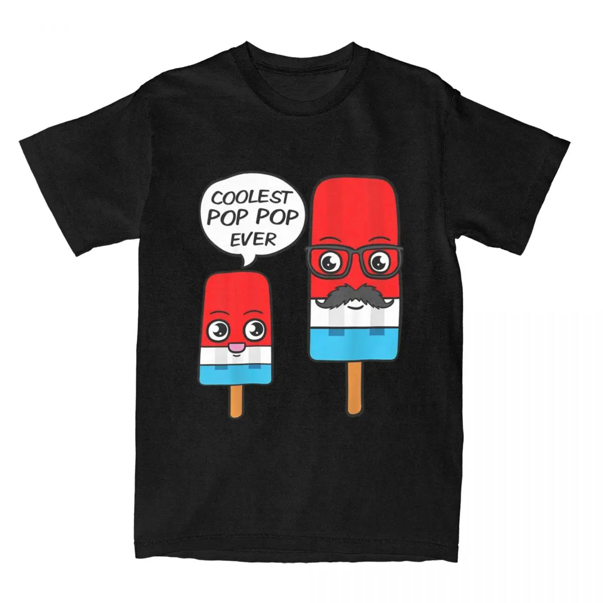 Men's Coolest Pop Pop Ever Grandfather Popsicle Ice Cream T Shirts Cotton Creative Fathers Day Dad Joke Tees Printed T-Shirt