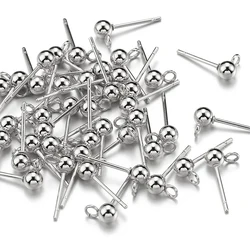 20pcs Stainless Steel Round Ball Ear Post Studs Earrings