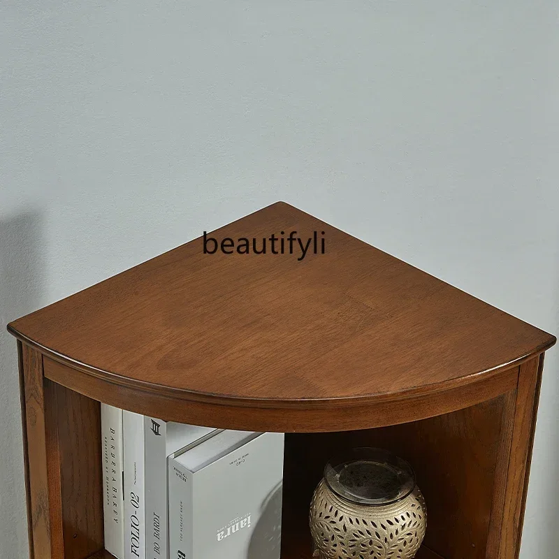 

D80 American all-solid wood corner cabinet, corner cabinet, living room rack, triangular storage cabinet