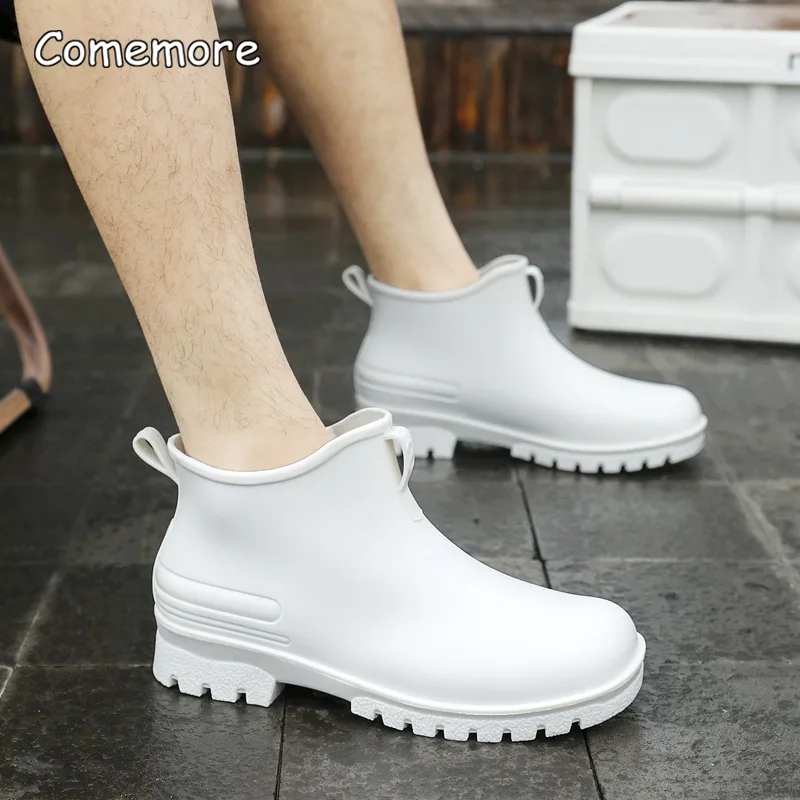 Comemore Waterproof Non-slip Rubber Boots Ladies Casual Slip-on Rainboots Female Garden Galoshes 2024 Fashion Woman Rain Shoes