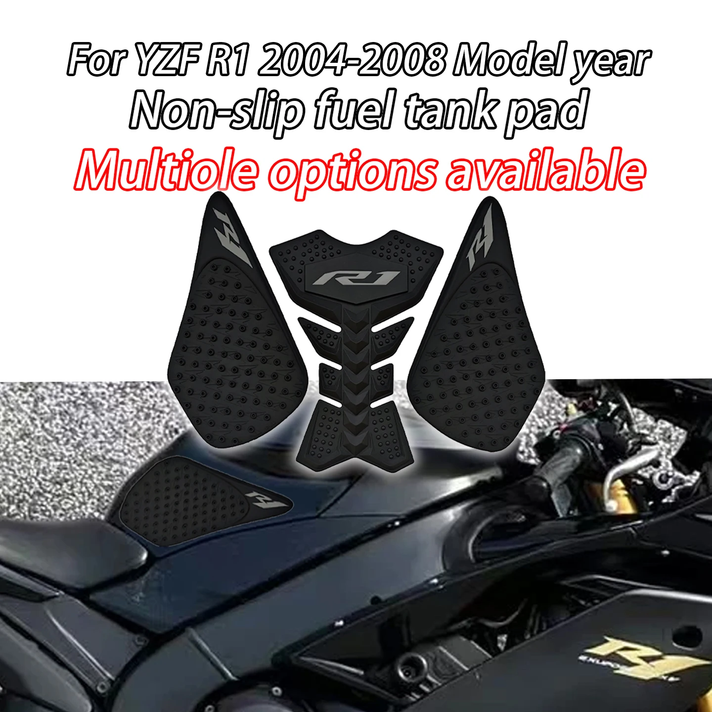 

Suitable for Yamaha YZF R1 2004-2008 Motorcycle Rubber Anti-Slip Pads Tank Traction Pads Tank Protection Stickers Side Traction