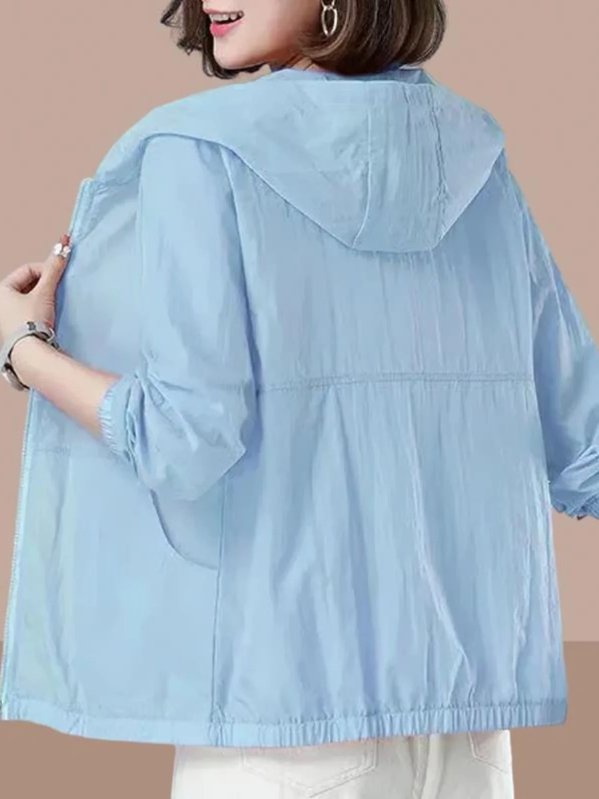 

Women's Summer New Style Breathable Casual Thin Short Outerwear UV Protection plus Size Versatile Lightweight Ladies Coat