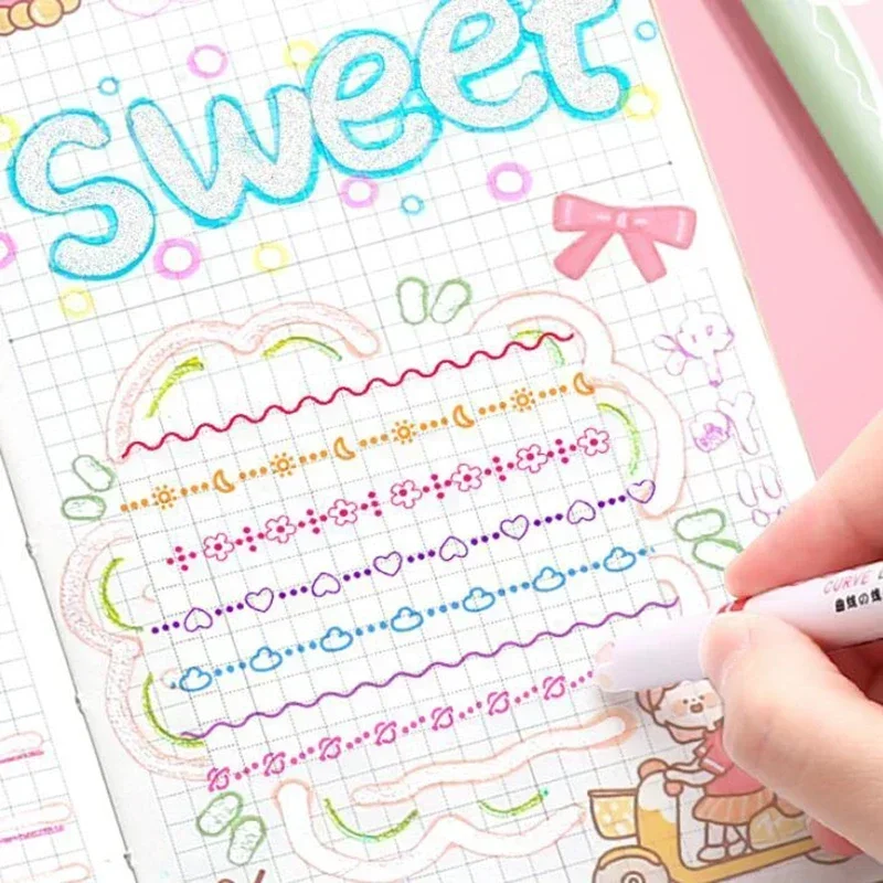 Kawaii Roller Tip Curve Liner Markierung stifte bunte Linie Blumen lieben geformte Text marker Graffiti Stift koreanisches Briefpapier Büro