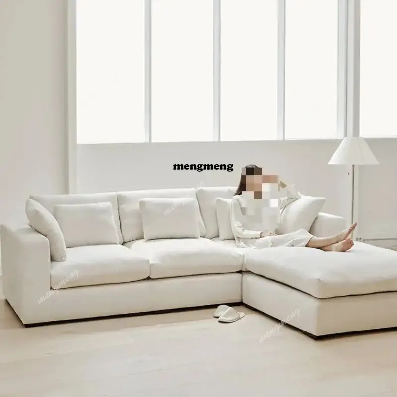 

European Armrest Sofa with Elegant Wooden Backrest, Luxury Living Room Cream Wind Sofa
