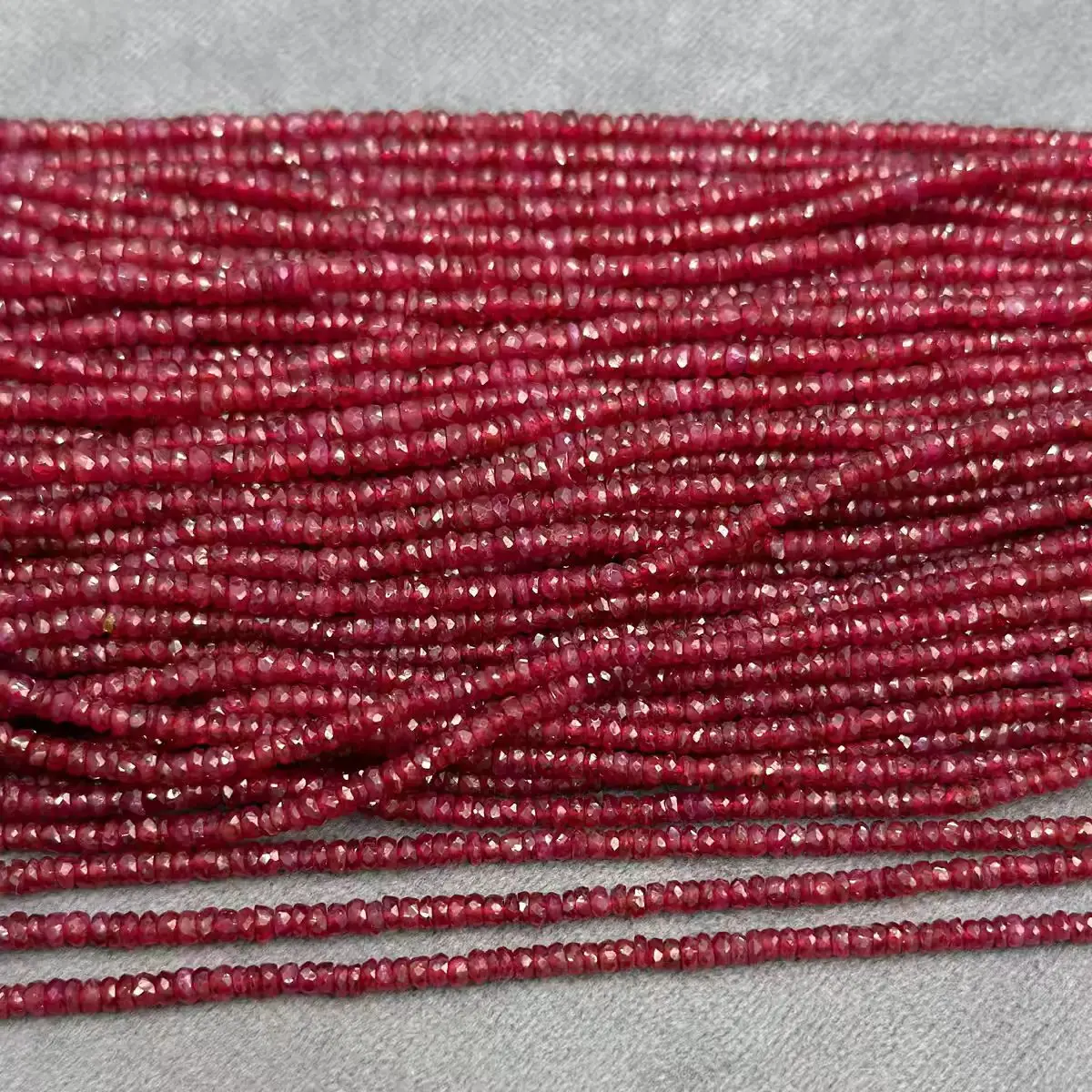 Red Ruby Roundelle Faceted 2-3mm Loose Beads 15cm for DIY Jewelry Necklace Wholesale