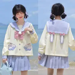 new harajuku Original cute kawaii kindergarten jk uniform spring long and short-sleeved sailor suit school shirt skirt bow