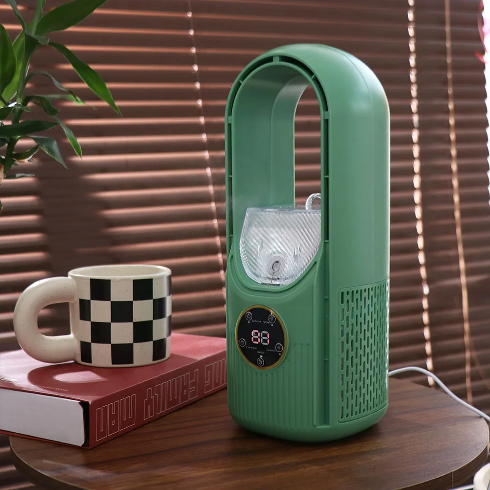 6 Speed Portable Air Cooler Bladeless Design Silent Timer Leafless Fan Compact Lightweight Adjustable Wind Speeds