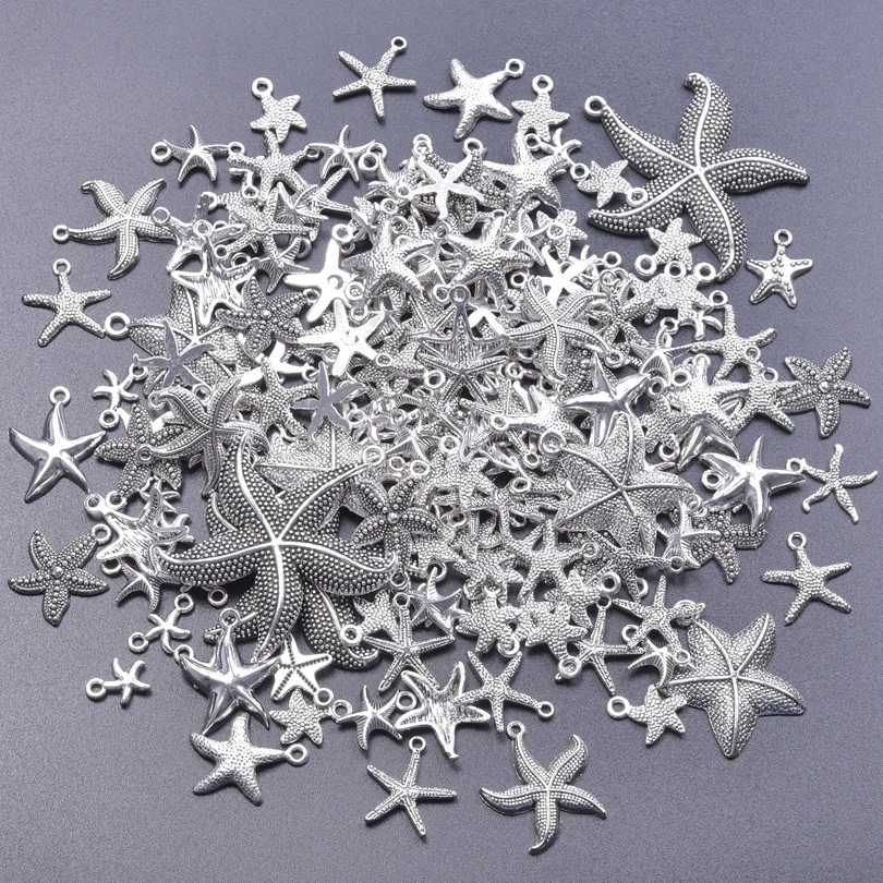 30/50/100pcs Mixed Marine Animal Starfish Charms Pendant For Jewelry Making Diy Necklace Bracelet Keychain Handmade Accessories