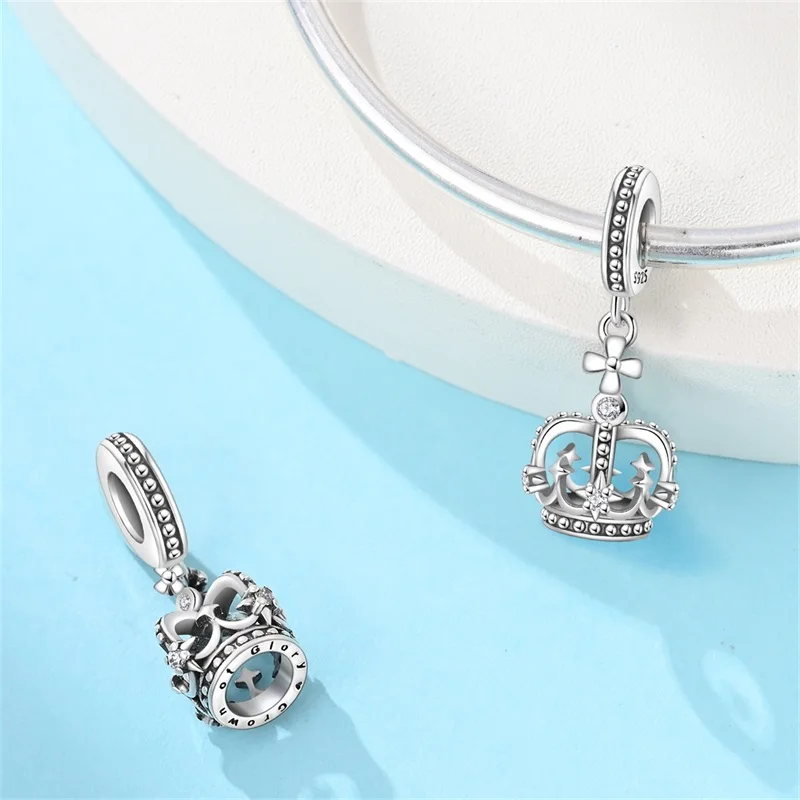 

New 925 Sterling Silver Crown Of Glory Charms Pendant For Women Fit Original Bracelet DIY Valentine's Day Jewelry Gifts