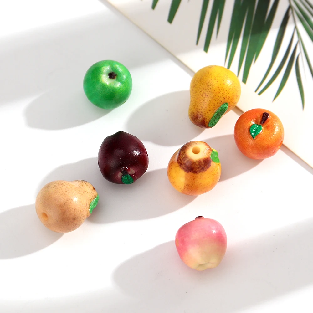 10pcs Cute Resin Pear Beads 19mm Miniature Simulated Fruit Colorful Mixed for DIY Earring Bracelet Necklace Jewelry Making