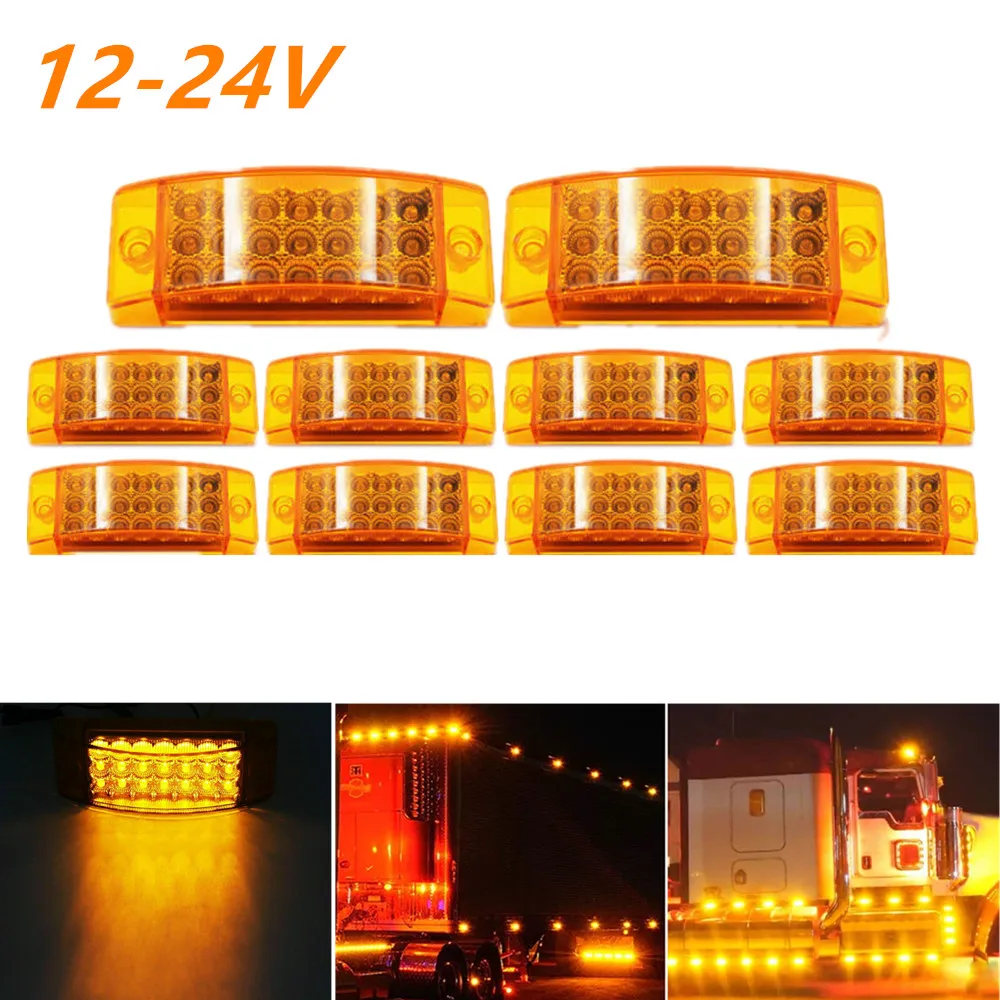 

10PCS 12V-24V 21LED Side Marker Light Flowing Taillights Clearance Light Amber Red Truck Trailer Camper LED Marker Indicator