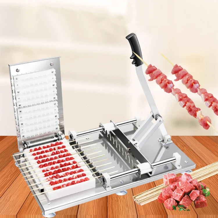 Hand BBQ bamboo meat skewer machine