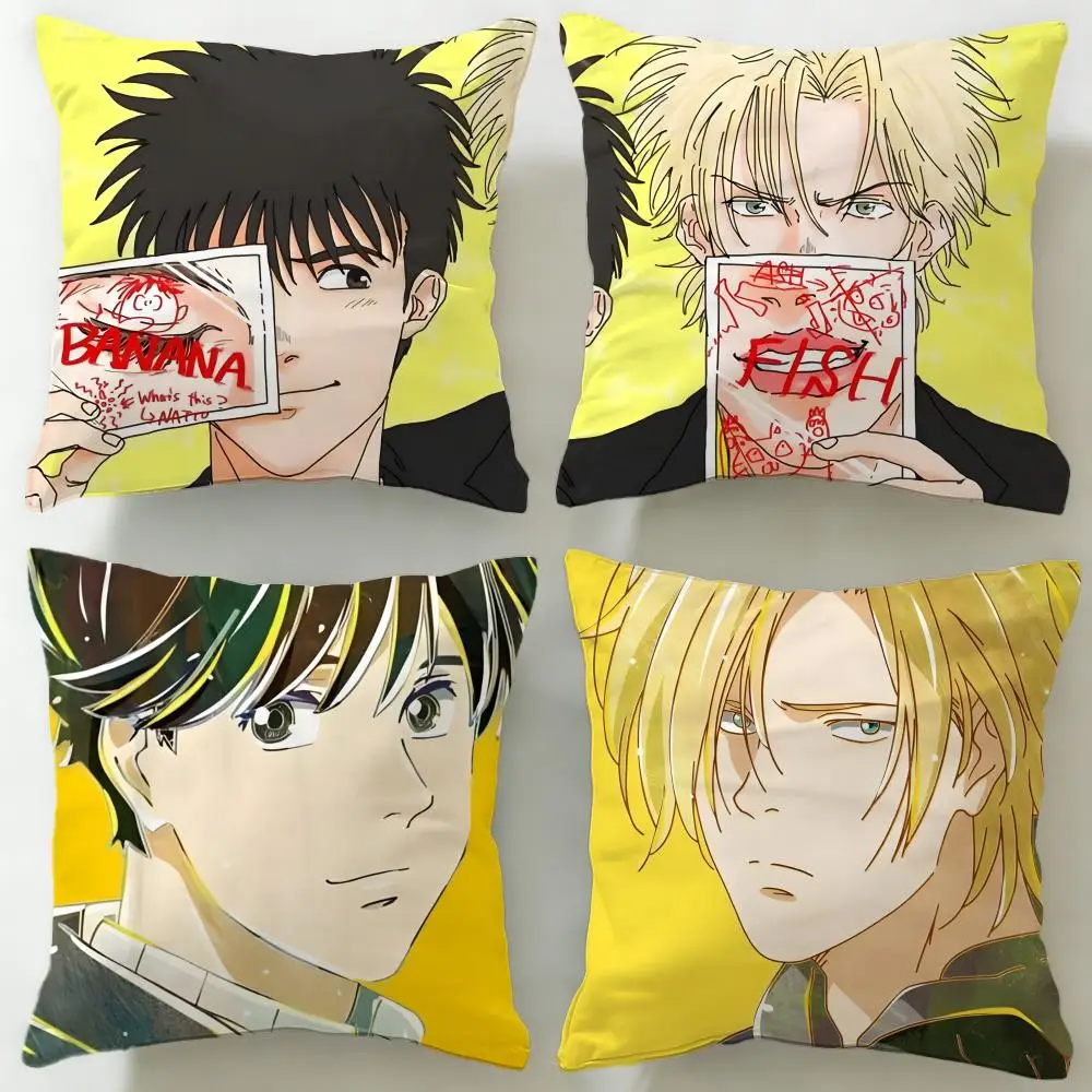 Funda de cojín Crime Anime BANANA FISH, funda de almohada suave y fácil de lavar, versátil para sofá, cama, viajes y oficina
