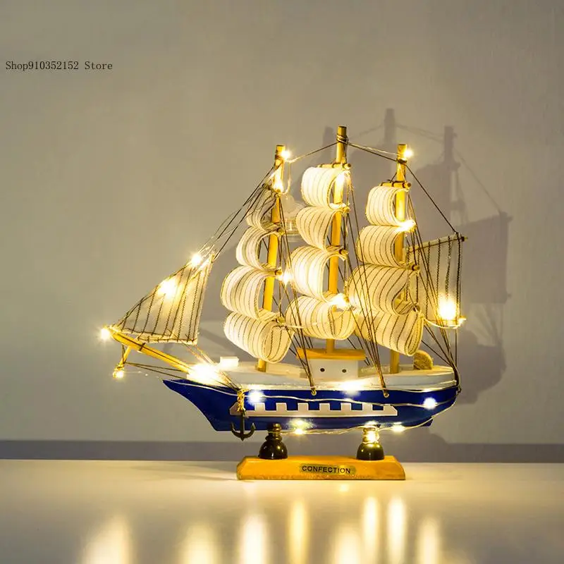 Pirate Ship Sailing Wooden Sailing Model Home Decorative Accessories Living Room Ship Model