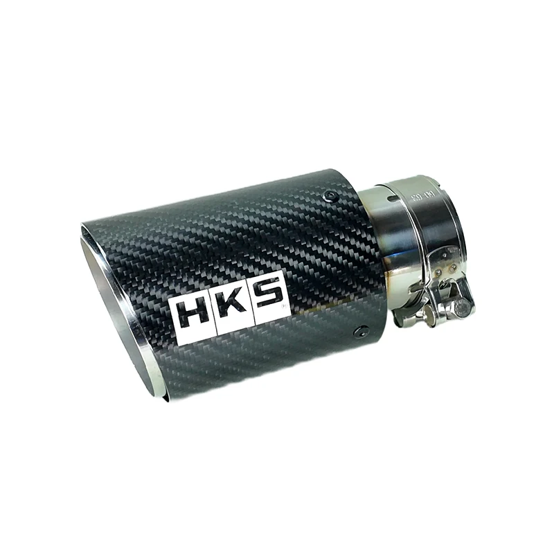 HKS Carbon Fiber Muffler Car Exhaust Pipe Decorative Universal Tailpipe Nozzle Rolled/Straight edge Multi 89 101 114mm Outlet