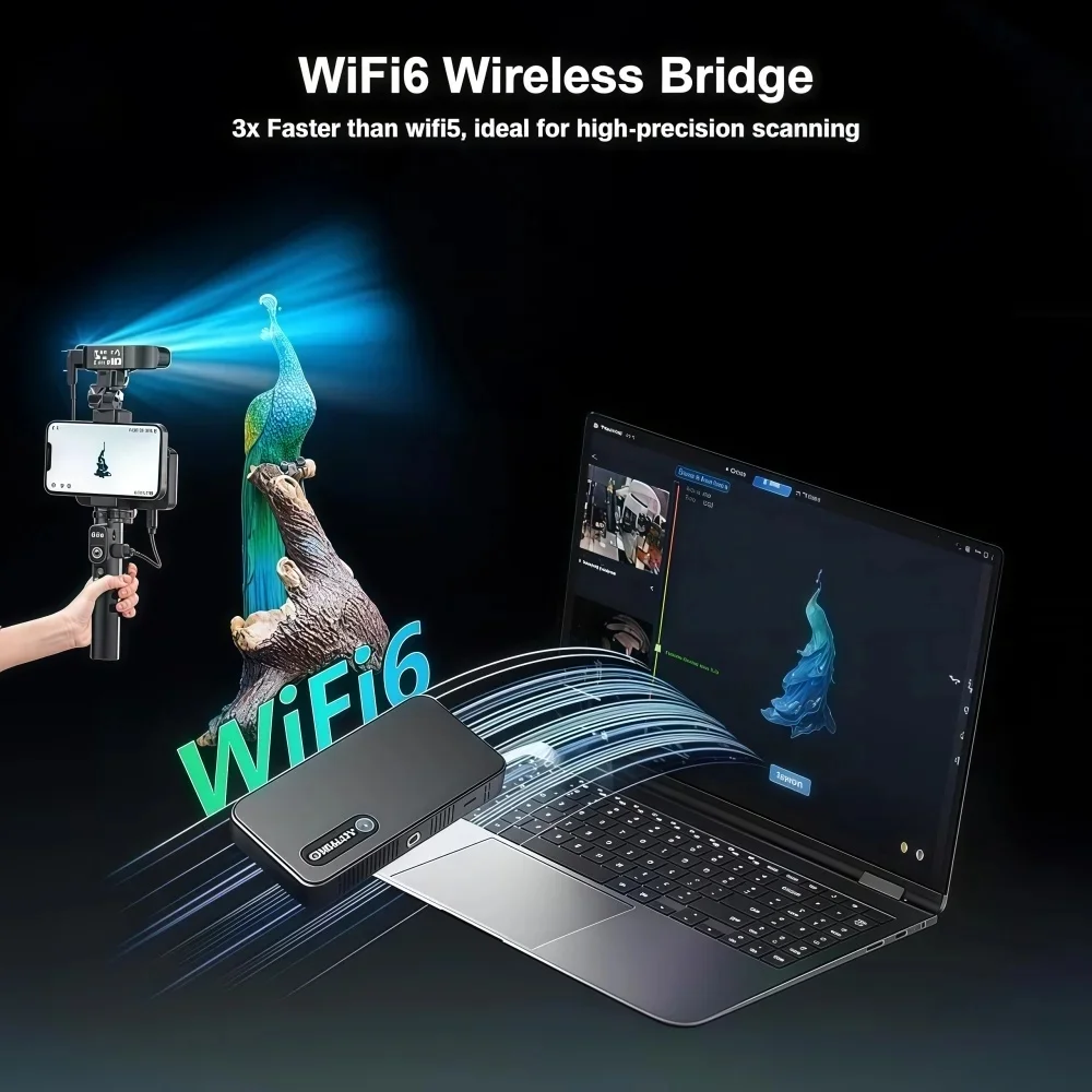 Creality CR-Scan Ferret Pro 3D Scanner,Upgrade Wireless Handheld Scanner with WiFi 6 Bridge, Anti-Shake Tracking,0.1mm Accuracy