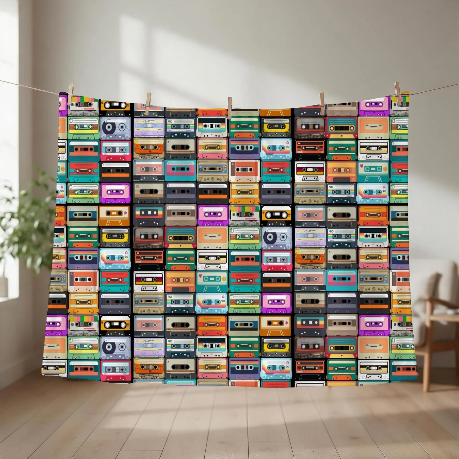 Cassette tape Throw Blanket couch cozy soft plush fuzzy picnic outdoor blanket