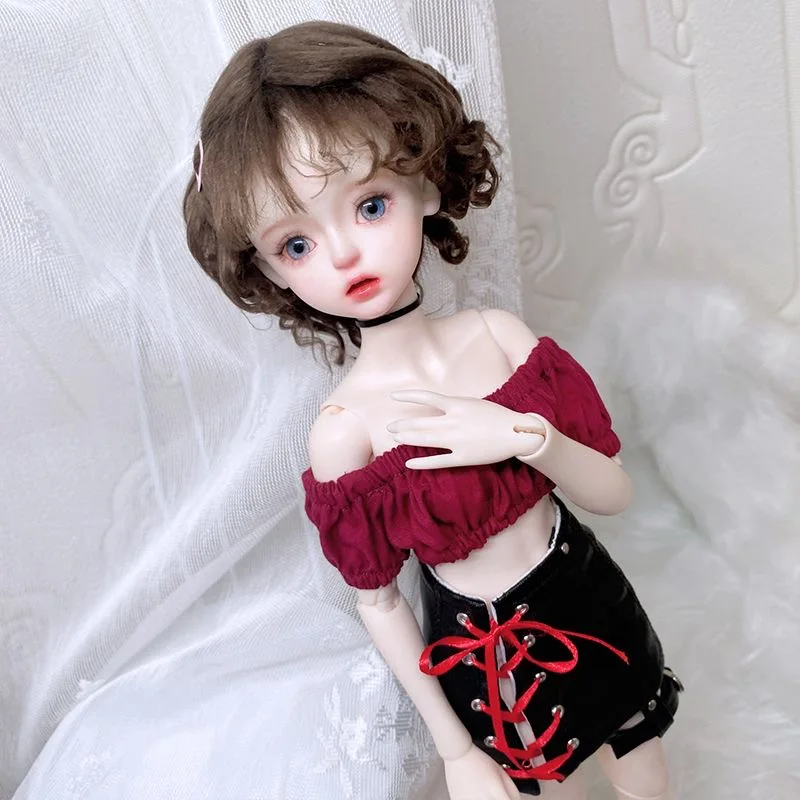 1/3 1/4 BJD poppenkleertjes, sexy top lederen rok set jurk, mode speelgoed kledingstuk