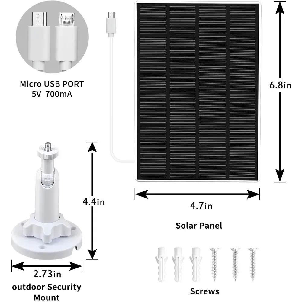 30W Solar Panel Waterproof Outdoor 3M Cable 2-in-1Port 5V Solar Charging for Phone Fan Battery Camera